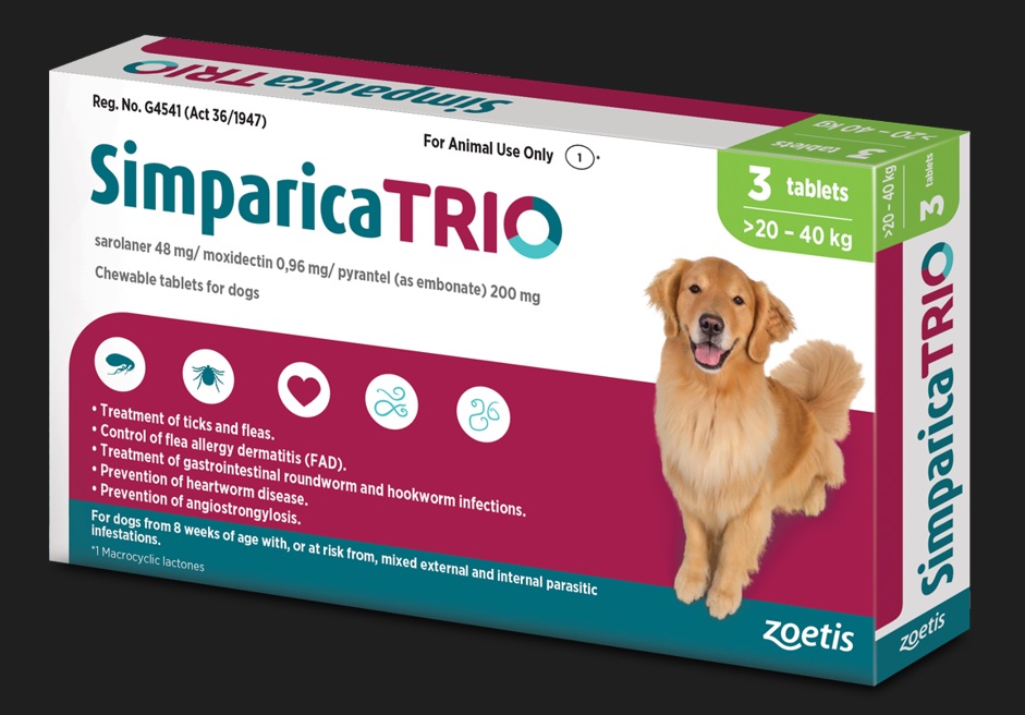 Simparica Trio 20-40Kg 3`s Green