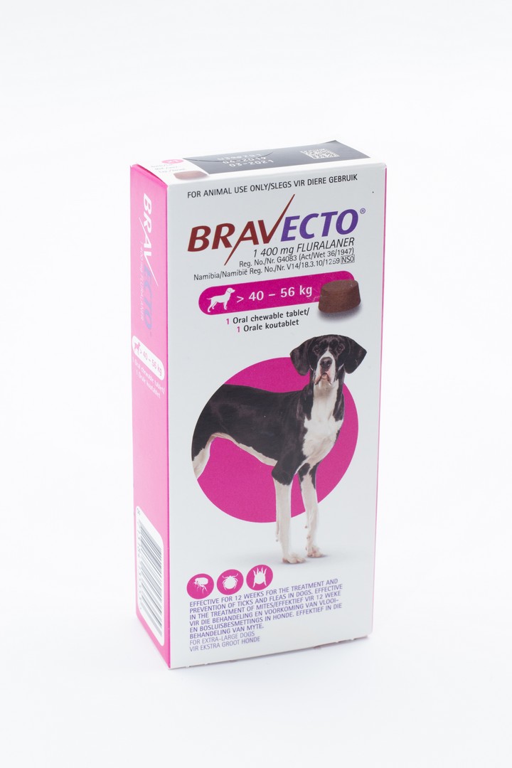 Bravecto Dog XLarge 40-56Kg Pink 1`s